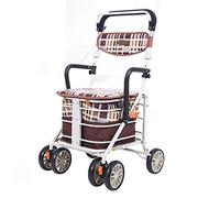 Andador plegable portátil ligero para personas mayores/carrito de compras plegable de 6 ruedas/carro pequeño con asiento para caminar