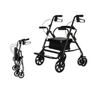 Andador plegable premium con asiento, andador plegable, con respaldo y reposapiés desmontable, carga de 100 kg para personas mayores (Gray six wheels)