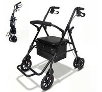 Andador plegable y ligero con sit andadores para apartamentos para personas mayores, plegable con neumáticos suaves, andador para todo terreno, carrito y silla de ruedas