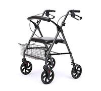 Andador resistente con asiento, soporte bariátrico de hasta 500 libras, ruedas grandes de 20 cm, ayuda de movilidad para decoración de adultos, personas mayores, ancianos y discapacitados
