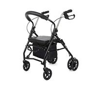 Andador rodador de tubo de acero, con ruedas con freno de asiento, asa ajustable y bolsa de almacenamiento, ayuda de movilidad ligera para personas mayores con discapacidad D