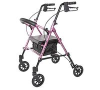 Andador rodante, altura ajustable con ruedas, asiento acolchado, freno y respaldo, ayuda a la movilidad, plegable, para personas mayores con discapacidad, aluminio interesante