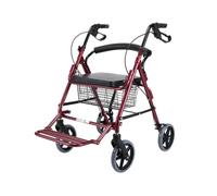 Andador rodante con capacidad de 500 libras con asistencia para escalones, ayuda de movilidad plegable con asiento, cesta, reposapiés y frenos para personas mayores y adultos