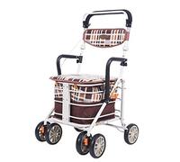 Andador rodante de 4 ruedas, ayuda plegable para caminar, asiento ajustable en altura para ancianos, estrella de luz de aluminio