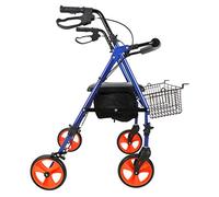 Andador rodante de aluminio con asiento y respaldo acolchados, ayuda de movilidad plegable para adultos, personas mayores, ancianos y discapacitados, Blue Beauty Comes