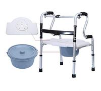 Andador rodante ligero plegable con orinal y tabla de baño, marco de aluminio para personas mayores, altura ajustable, estándar para soporte de movilidad de viaje (sin ruedas)