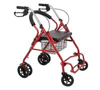 Andador rodante plegable con asiento acolchado y respaldo 4 ruedas grandes Ayuda de movilidad ligera para adultos mayores discapacitados