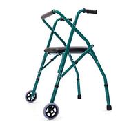 Andador rodante plegable para personas mayores con ruedas y asiento, ayuda de movilidad plegable ligera, capacidad de carga de 150 kg de altura ajustable
