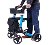Andador rodante plegable resistente con asiento y ruedas grandes y frenos, andadores móviles para ancianos/discapacitados, decoración de todo terreno Safehappy