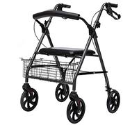 Andador rodante resistente con asiento y ruedas de 6 pulgadas, andadores plegables para ancianos con canasta, frenos y respaldo, decoración para uso en interiores y exteriores Safehappy