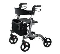 Andador Rollator para minusválidos de aluminio, diseño más moderno y una estructura más completa, ancianos, ligero, plegable, frenos manuales, con asiento, cesta y ruedas giratorias delanteras.