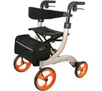 Andador,Silla de Ruedas Eléctrica Andador Rollator Plegable con Doble Freno, Asiento y Bolsa de Almacenaje Desmontable, Altura Ajustable con Soporte para Bastón Toda la Familia (Color : B)