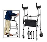Andador Soporte para antebrazo plegable Liviano de 4 ruedas con almohadilla para asiento/reposabrazos Ayuda de movilidad ajustable y plegable Suave y fácil de limpiar Un doble de comodidad