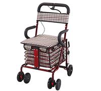 Andador, Ultra Rollators Andador ligero plegable de 4 ruedas para exteriores Andador para caminar con asiento acolchado Equipo de movilidad Es muy amable de su parte Considerado(Red Wine)