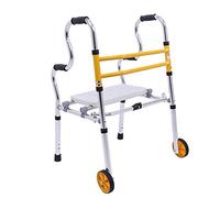 Andador vertical alto ajustable para hombres grandes, mujeres, personas mayores, ancianos y adultos: botón de 1 clic plegable, aluminio, carga 180 kg / 400 lb (Color : Walker+2 Wheels+Seat) (Walker+2