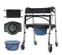 Andador Vertical, Andador con Ruedas Ligero, Andador con Ruedas de Aluminio, con Asiento y Ruedas, Sistema de frenado Dual, Soportes para Andador 180 kg (F) Interesting