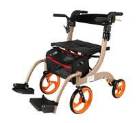 Andador vertical, andador de antebrazo de pie, el asiento del carrito para personas mayores puede sentarse en una caminata, rodillo de cuatro ruedas amortiguador de rehabilitación para adultos pl
