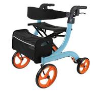 Andador vertical, Andador Rollator, Carrito de compras de aleación de aluminio con 4 ruedas y asiento plegable, adecuado for personas mayores que caminan, van de compras y descansan(Blue)