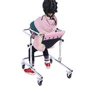 Andador vertical para niños, entrenamiento de rehabilitación de discapacidad con parálisis cerebral, andador plegable para niños pequeños con ruedas y asiento (color: rosa, tamaño: S) Hola