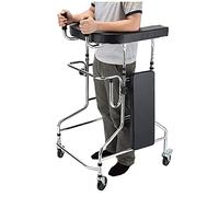 Andador vertical para personas mayores con reposabrazos acolchados, andador plegable de pie, capacidad de 100 kg, altura ajustable en 10 escalones