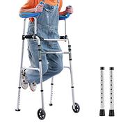 Andador vertical para personas mayores y personas altas de más de 6 pies, plegable, ligero, resistente, con ruedas y reposabrazos, carga de 150 kg, ayuda médica para ancianos