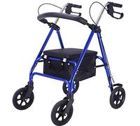 Andador vertical plegable, andador con ruedas liviano, carrito de compras para personas mayores, carrito, puede sentarse en cuatro ruedas, andador plegable para personas mayores (rojo) (azul)