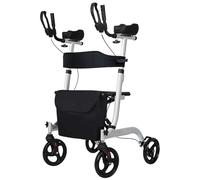 Andador Vertical Plegable Con Reposabrazos Acolchados Y Asiento Ayuda Para Caminar Con Movilidad Rodante Con Respaldo Y Bolsa De Almacenamiento Para Personas Mayores, Adultos Mayores