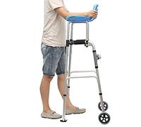 Andador vertical plegable con soporte de brazos, 2 ruedas para personas mayores altas y discapacitados, marco de aluminio ligero