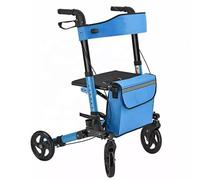 Andador vertical, plegable de pie, andador con andador de aluminio con asiento, andador para personas mayores, liviano, fácil de plegar, andador con andador con marco de aluminio liviano