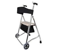 Andador vertical plegable ligero con cesta de almacenamiento grande y asiento suave andador plegable de aluminio para movilidad para personas mayores