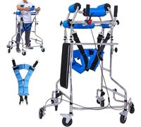 Andador vertical portátil, Andador de 8 ruedas for adultos mayores con asiento de rehabilitación for hemiplejia, frenos, altura del usuario de 58 a 71 pulgadas(Men's)