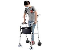 Andador vertical portátil, Andador plegable de aluminio con altura ajustable y asiento desmontable, ruedas de 2/4 pulgadas, for personas mayores y adultos.(4 wheels)