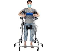 Andador vertical portátil con asiento para personas mayores y adultos discapacitados, ideal para rehabilitación de hemiplejia y soporte de pie, diseño plegable para un fácil almacenamiento