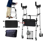 Andadores. Andador con soporte for brazos de 4 ruedas, tipo estándar s for personas mayores con asiento acolchado y frenos bloqueables, ayuda for movilidad limitada