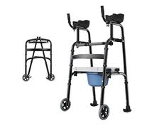 Andadores, Andador liviano plegable con asistencia de soporte, marco de ayuda for caminar de aluminio con 2 ruedas, andador con andador estándar vertical ajustable en altura for personas mayores disca