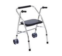 Andadores. Ayuda for caminar plegable, silla de baño de acero inoxidable, altura ajustable en 5 niveles, andador con cojín de esponja, fácil de montar