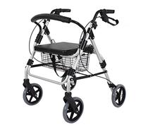 Andadores con ruedas con asiento, frenos y cesta plegable, ayuda para caminar para personas mayores discapacitadas para todo terreno con ruedas grandes de 8 pulgadas, carrito de compras portátil para