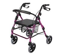 Andadores con ruedas con asiento, frenos y cesta plegable, ayuda para caminar para personas mayores discapacitadas para todo terreno con ruedas grandes de 8 pulgadas, carrito de compras portátil para