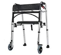 Andadores con ruedas para personas mayores con asiento, frenos y ruedas plegables, ayuda móvil liviana para caminar para personas altas/adultos/discapacitados, carga 398 libras (color: 4 ruedas) Feit