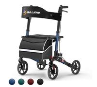 Andadores con ruedas para personas mayores con asiento, sin montaje, plegables de 8 pulgadas, antideslizantes, ruedas grandes, todo terreno, ligero, duradero, de aluminio con respaldo cómodo, soporte