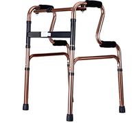 Andadores con ruedas plegables, andadores plegables estándar, andador auxiliar de rehabilitación ligero, ayuda para caminar, (altura ajustable) andador para personas mayores (color: marrón, tamaño: 72