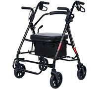 Andadores de cuatro ruedas para personas mayores, carrito de movilidad plegable, andador con ruedas, carrito de compras, ayuda médica para movilidad (negro)