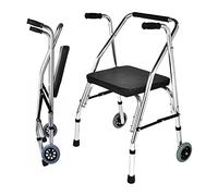 Andadores de pie para personas mayores, andadores de rehabilitación con asiento, aleación de aluminio plegable con ruedas, muletas para caminar asistidas para pacientes discapacitados