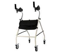 Andadores estándar Andador para personas mayores Andador con ruedas de acero de cuatro ruedas con bolsa de almacenamiento Ayuda de movilidad para entrenamiento de rehabilitación ajustable en altura