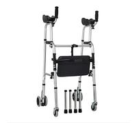 Andadores estándar verticales de alta resistencia, andador auxiliar de rehabilitación de aleación de aluminio, andador con ruedas plegable con asiento, movilidad cómoda y fácil de maniobrar