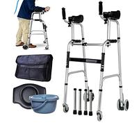 Andadores. Marco for caminar con 4 ruedas, tipo de soporte for brazos, ayuda for caminar for personas mayores, entrenamiento plegable de extremidades inferiores, altura ajustable con orinal