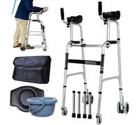 Andadores. Marco for caminar con 4 ruedas, tipo de soporte for brazos, ayuda for caminar for personas mayores, entrenamiento plegable de extremidades inferiores, altura ajustable con orinal