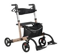 Andadores para Ancianos 4 Ruedas,Andador plegable con reposapiés,oro,Caminador Andador Aluminio con Ruedas,Con freno,altura ajustable,Para uso exterior e interior gold