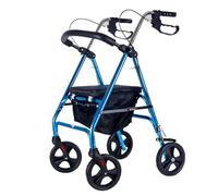 Andadores para Ancianos 4 Ruedas con Asiento,andador para exteriores,Caminador para mayores,Andador para ancianos de aluminio plegable,altura ajustable blue