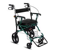 Andadores para ancianos con ruedas y asiento ajustable, andador plegable con asiento ancho, ruedas antideslizantes, diseño compacto, acabado de horneado para personas mayores